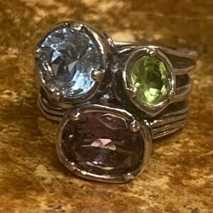 Artisan Shablool Didae of Israel Ring Size 7 Sterling Silver & Semi Precious